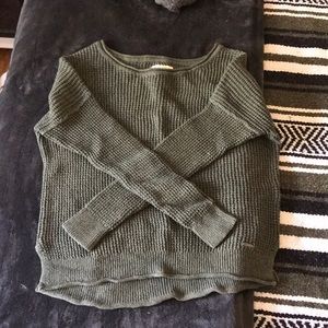 green waffle sweater
